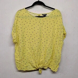 Buffalo David Bitton XL Lattice Trim Sleeves Keyhole Back Blouse